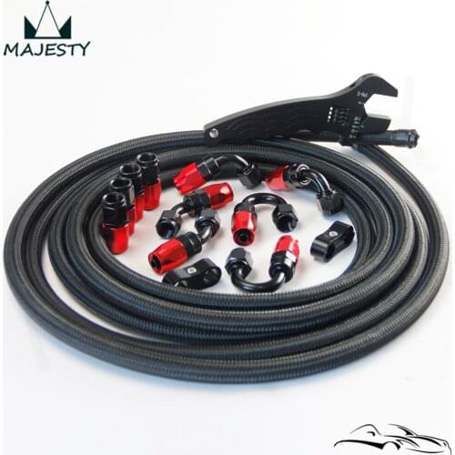 AN6 STEEL/NYLON NBRAIDED OIL line hose +Fitting Adaptor+Wrench Tools Spanner kit