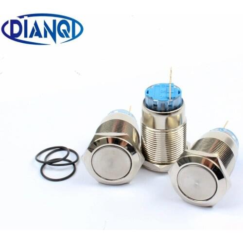 Car Auto 19mm flat round press Button Metal brass Push Button Switch Momentary 1NO 1NC press pin terminal reset 19PY.F.C.K3