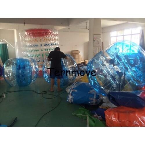 Bumper soccer ball half blue half Clear 1.5m pvc Material Inflatable Crazy Footballs Bubble Soccer Human Bubble Balles For adult
