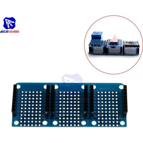 Tripler Base V1.0.0 Shield for WeMos D1 Mini ESP8266 Dual Sided Expansion Board Relay Micro USB Interface with Pin for Arduino