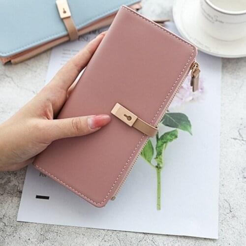 N7MF Long Womens Wallet Female Purses Coin Purse Card Holder Wallets Pu Leather Clutch Money Bag