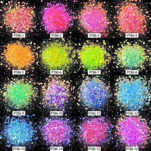 50G Holographic Mixed Hexagon Shape Chunky Nail Glitter Silver Sequins Laser Sparkly Flakes Slices Manicure Nails Art Decoration