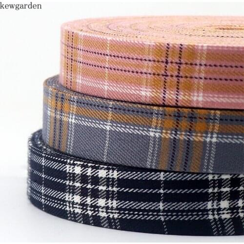 Kewgarden 25mm 1" Plaid Cotton Rabbit Layering Cloth Ribbons Floral Handmade Satin Ribbon DIY Bowknot Tape Riband 8m/lot