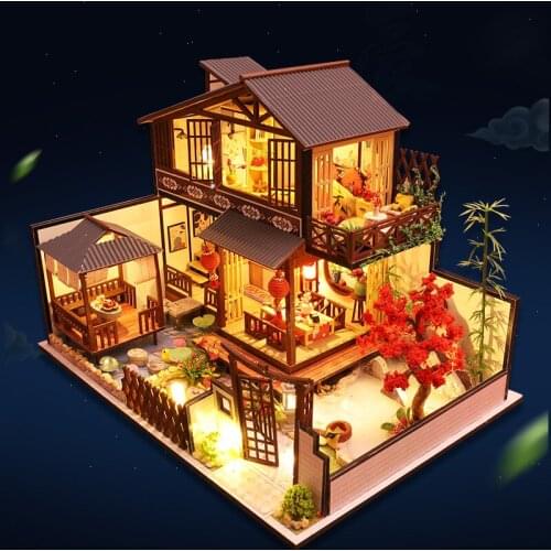 LucyDdoll Diy Dollhouse Miniature With Furniture Wooden Miniaturas Doll House Puzzle Toys For Children Christmas Gifts P2