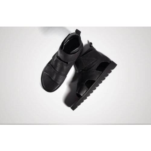 Peep toe Ankle Sandals for men Flat heel Real leather Mans Gladiators Rome Style Hot 2018 Summer