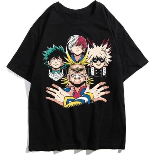 My Hero Academia Midoriya Izuku Bakugou All for One Funny Ullzang Cartoon Graphic Harajuku T-shirt Hip Hop Anime Tops Tees Male
