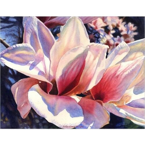 Counted Cross Stitch Kits Needlework - Crafts 14 ct Aida DMC Color DIY Arts Handmade Home Decor - Saucer Magnolia