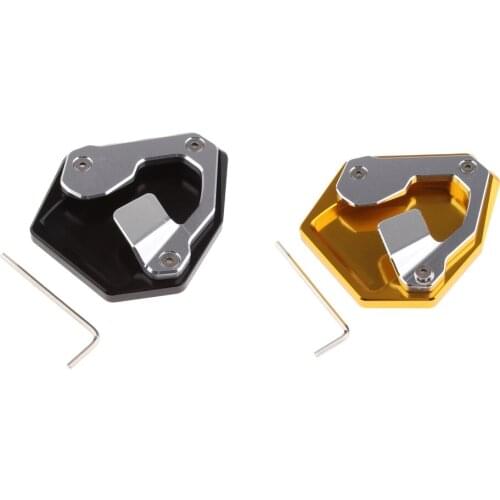 Motorcycle Kickstand Pad support for Soft ground outdoor parking, Black+Gold