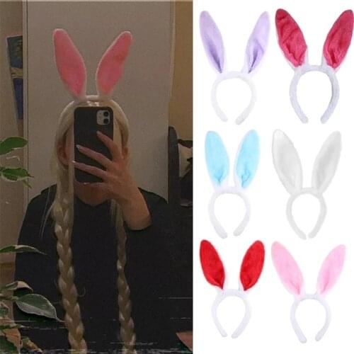 Easter Rabbit Ears Headband Fluffy Lolita Cosplay Headband Adult Children Cute Hairband Dress Costume Bunny Hair Accessories