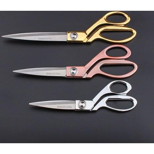 Professional Tailor Vintage High Quality Stainless Steel Scissors Gold Leather Fabric Cutter Golden Sharp Needlework Scissors G
