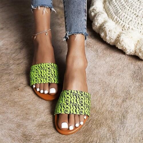 2021 Women Print Mixed Color Slippers Female Casual Open Toe Summer Slides Ladies Comfort Leisure Fashion New Flat Big Size
