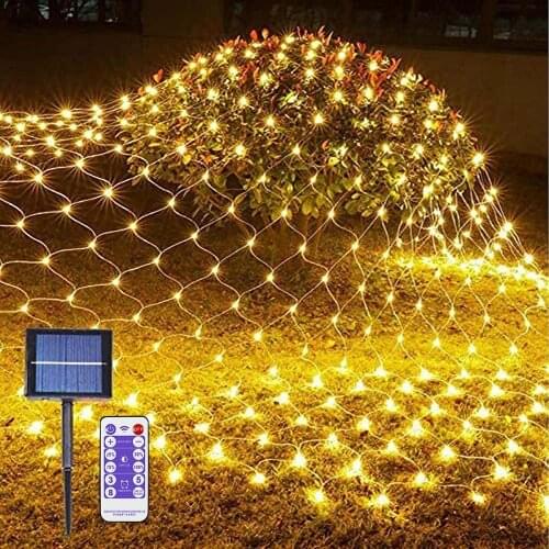 Solar Powered 3x2M led Net Mesh String Lights Outdoor Waterproof Window Mesh Fairy Garland for Wedding Party Christmas Holiday