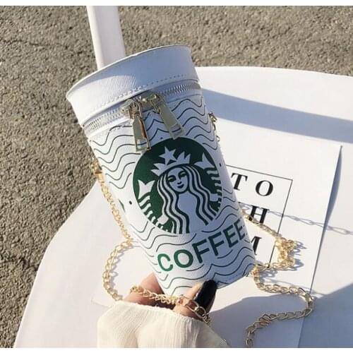 Popcorn Drink Bottle Cylinder Shaped Bag Shoulder Bags Messenger For Women PU Chain Crossbody Bags Ladies Bucket Handbags Purses