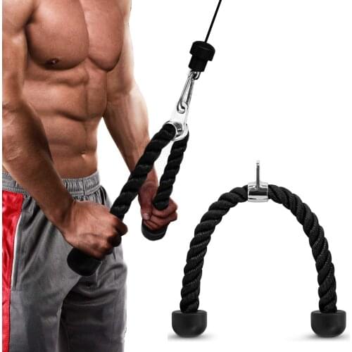 Tricep Rope Fitness BodyBuilding Gym Abdominal Crunches Cable Pull Down Laterals Biceps Muscle Training Pull Rope