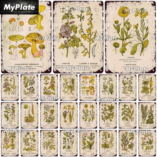 Herb Vintage Tin Sign Home Decor Retro Plant Metal Sign Garden Wall Decor for Kitchen Living Room Metal Plate Poster Custom