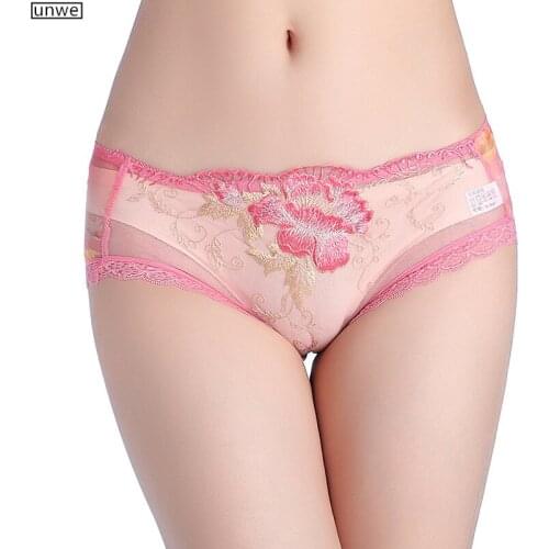 7 Colors Sexy Lace Briefs Women Mesh Panties Breathable Underwear Women Plus Size M-XL Lingerie
