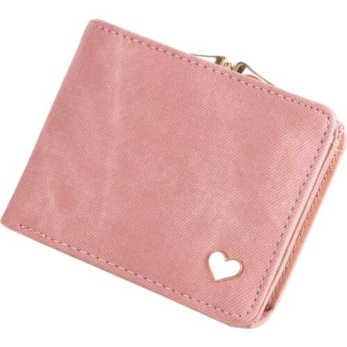 Women Small Clutch Wallet MultiFunction Change Purses Heart Decoration Big Capacity Wallets Cute Card Holder Money Bag