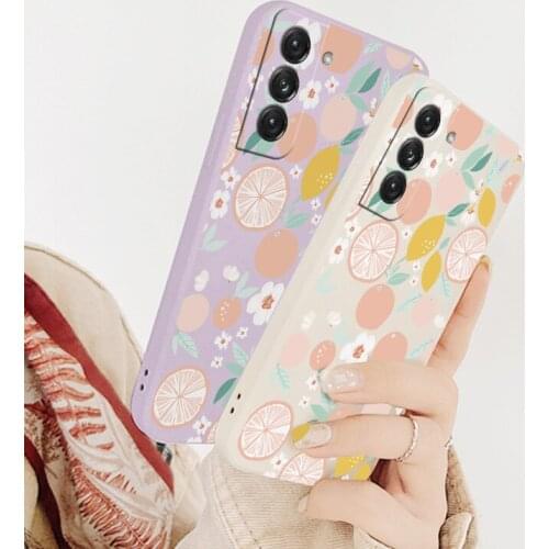 Fruit Liquid Silicone Phone Case For Samsung Galaxy S21 S20 FE S10 Ultra Plus S10e Note 20 ultra 10 9 Plus Pro Soft Back Cover