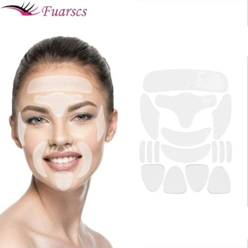 16 PCS/Set Reusable Silicone Anti-wrinkle Face Forehead Sticker Cheek Chin Sticker Facial Patches Wrinkle Remover Strips