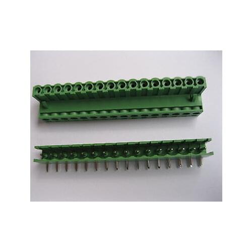 5 pcs 5.08mm Angle 16 pin Screw Terminal Block Connector Pluggable Type Green