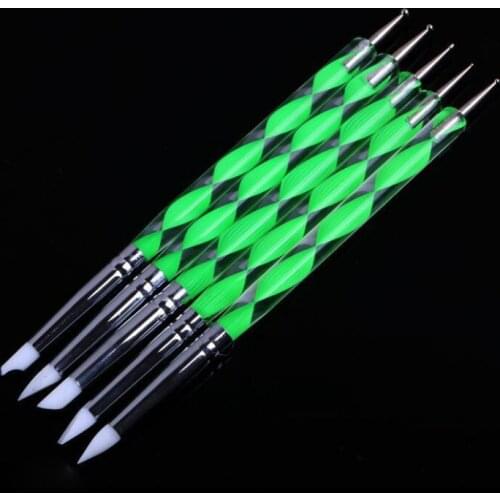 5Pcs DIY 2 Way Pottery Clay Ball Styluses Tools Polymer Clay Sculpture Tool Nail Art Tools Silicone Color Shapers Dotting Tool