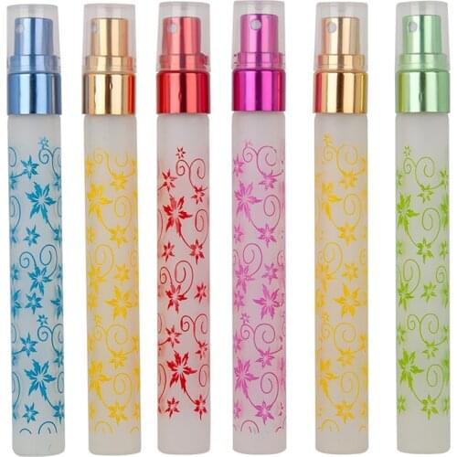 6Pcs Printed 10ml Glass Perfume Spray Bottles Atomizer Refillable Portable Mini Parfum Empty Spray Bottle Cosmetics Nebulizer