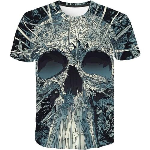 Off white harajuku Skull tshirt 3D Print Streetwear clothing T shirt heavy metal fashion T-shirt Hip Hop Style Short sleeve tops