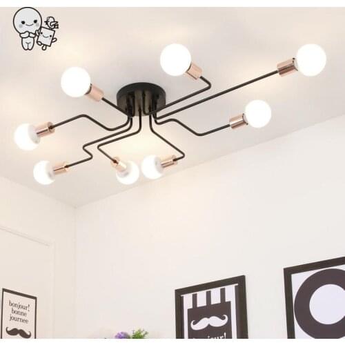 Big Black Iron Ceiling Light Fixture Modern Nordic Scandinavian Hanging Lamp Plafon Lustre for Foyer Living Room Bedroom E27 E26