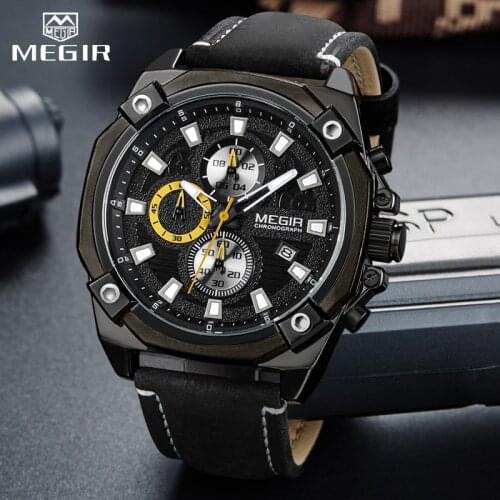 Men Watches MEGIR Top Brand Mens Fashion Sports Quartz Watch Male Military Waterproof Big Dial Chronograph Relogio Masculino