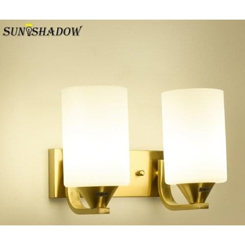 Home Led Wall Light Modern New All Coppre 1/2head Wall Lamp For Living Room Bedroom Bedside Dining Room Lamp Indoor Luminaires