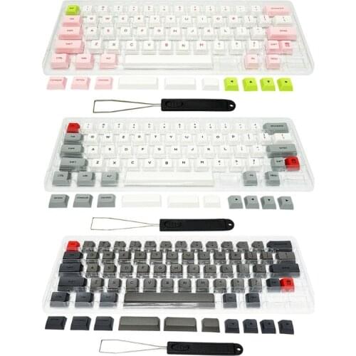 64 Keys Keyset Double Color PBT Thick Keycap for GK64 Mechanical Gaming Keyboard with Puller Set