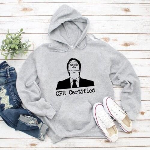 Dwight Schrute Cpr Certified Hoodies Funny The Office Print Sweatshirt Hoodie
