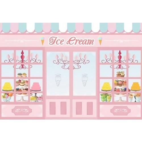 Cartoon Pink Ice Cream Store Photography Background Photo Booth Studio Decor