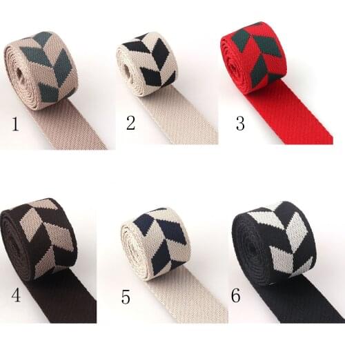 Cotton webbing 1.5 "(38mm) striped webbing colorful ribbon bag belt cloth belt canvas webbing Shape many colors many styles