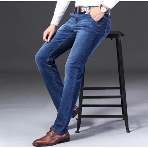 Classic mens jeans slim fashion stretch wide jeans men black blue Casual jeans mans jeans TJWLKJ
