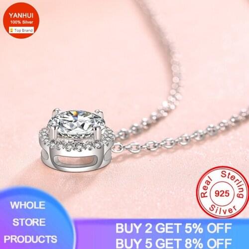 YANHUI High Quality Round Small Pendant Necklace 925 Sterling Silver Bijoux Collier Elegant Women Jewelry Gifts Dropshipping