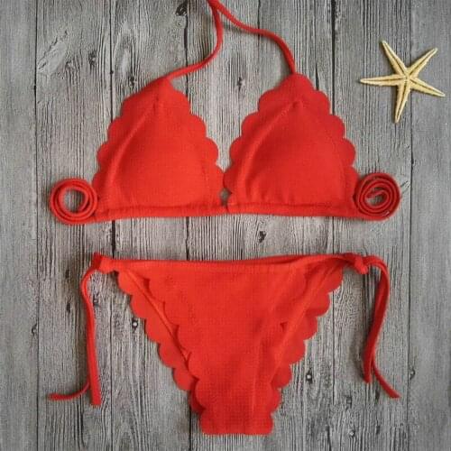Swimsuit Push up Thong Beachwear Ruffle Swimsuit 2018 Bathing Suit Girl Bathing Split Bikini Modest Bandage Bikini Maillot Femme