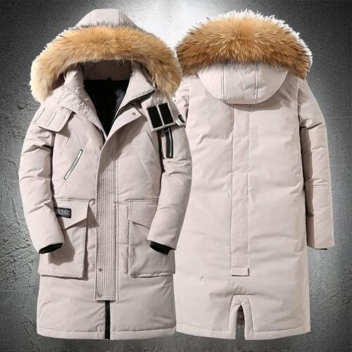 Duck Down Jacket Men Long Parkas Winter White Down Coat Fashion Clothing Fur Collar Long Jacket Thicken Warm Jacket Winter 2021