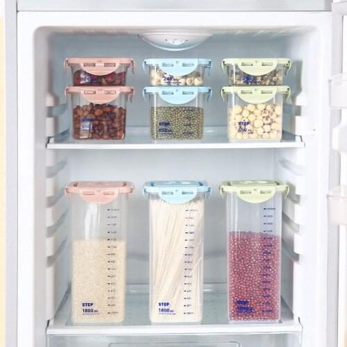 Home Storage Organizer Square Grain Storage Box Tank Plastice Box Kitchen Storage Kitchen Organizer Transparent Food Containers