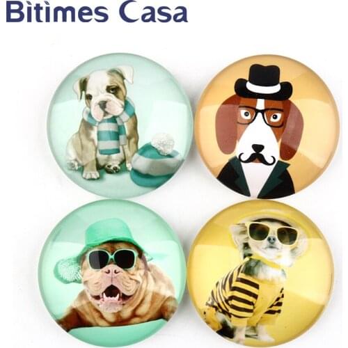 Bitimes 4pcs/lot Dog Fridge Magnets Animal Cartoon Refrigerator Sticker Gift Holder Home Decoration Accessory Ornament