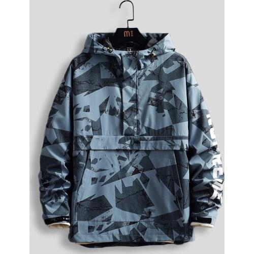 Fashion Brand Men Printing Jacket Spring Autumn New Men High Street Hooded Outerwear Trendy Casual Jackets Coat Male AU-206