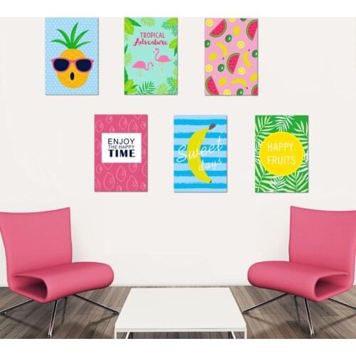 Cartoon Pineapple Lemon Banana Kiwifruit Watermelon Wall Decals Home Decor Wallpaper Poster Art Abstract Pattern Wall Graphic