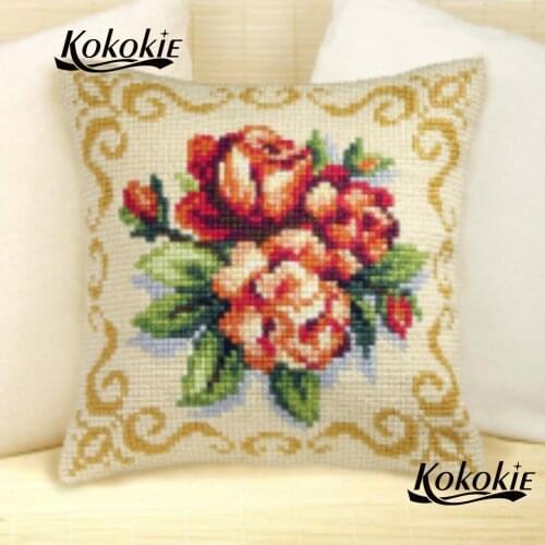 Cross stitch kits cotton embroidery yarn Needlework Sets pillow kit flower cushion 3d embroider mat do it yourself throw pillow