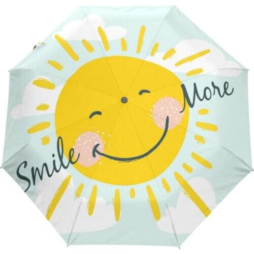 2017 New Funny Expression Umbrella School girl Boys Rain Umbrellas Three Folding Smiling Sunshine Umbrella