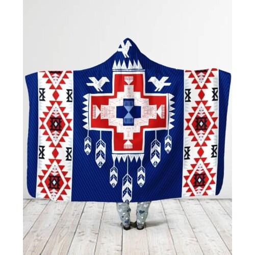 Plstar Cosmos Birds Feather/Native/Buffalo Head Hooded Blanket 3D full print Wearable Blanket Adults Fleece Blanket style-2
