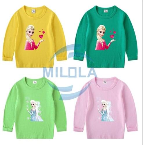 Disney Frozen Child Little Baby Girls Clothes T-Shirt Cartoon Tees Tops 2021 Kids TShirt Spring Cotton Soft Long Sleeve Outfits