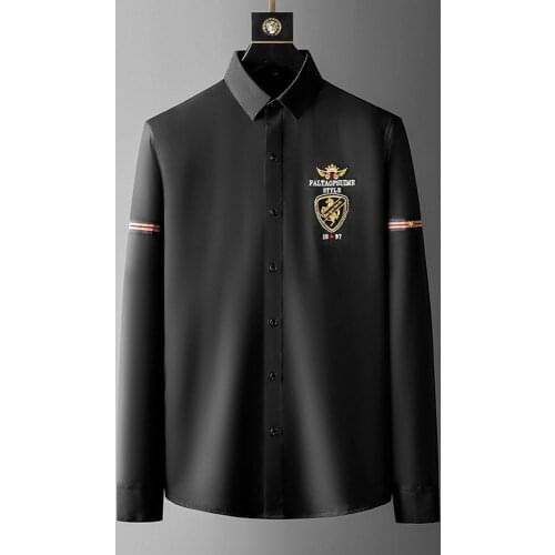 Luxury Embroidery Shirts Men Business Casual Dress Shirt 2021 Spring Long Sleeve Social Party Streetwear Blouse Camisa Masculina