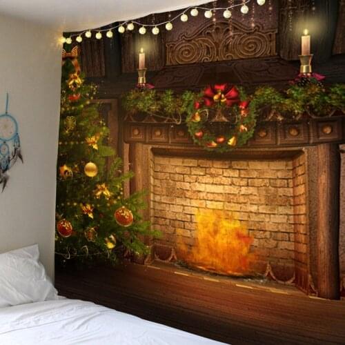 Christmas tapestry Christmas fireplace Christmas tree tapestry decoration wall covering Christmas New Year decoration tapestry