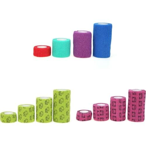 Printed Non-Woven Fabric Self Adhesive Pet Elastic Bandage Dog Puppy Cat Breathable Sports Cute First Aid Joints Wrap Tape