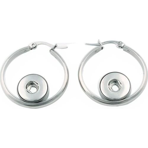 Fashion Snap Jewelry Stainless Steel Crystal Drop Earrings Fit 12MM snap Button DIY Earring For Women ZI001